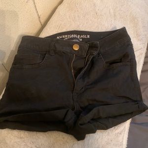 Black High Rise Jean Shorts